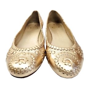 Jack Rogers Gold Leather Slip On Flats Size 8M